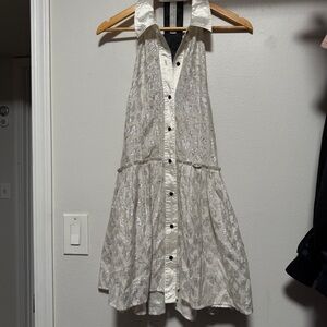 Free People Romantics Tuxedo Halter Top Size S Collared Ruffle Metallic